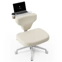 NEWTRAL Freedom-X-FP Criss Cross Legged Chair without Armrests, Ergonomic Multi-Posture Home Office Desk Chair, Adjustable Laptop Tray for Work & Relax - Apricot