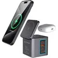 GaN Tech Blitzwolf BW i113 105W 6 in 1 Desktop Charging Station with Wireless Charger PD QC Fast Charging with LED Light EU Plug for iPhone 16 16 Pro 15 14 13 Pro Max for iPad Pro for Macbook Pro for Airpods