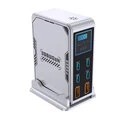 GaN Tech 300W 6 Port USB PD Charger 2USB A+4USB C PD3_0 Digital Display Fast Charging Desktop Charger Station for iPhone 17 17Pro 16 15 Pro Max 14 13 for MacBook Pro for Airpods for Apple Watch