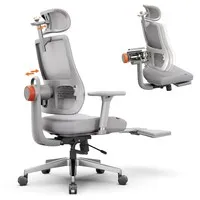NEWTRAL MagicH-GPRO Ergonomic Chair with Footrest, Auto-Following Backrest Headrest, Adaptive Lower Back Support, Adjustable Armrest, 3 Positions to Lock - Gray