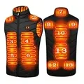 TENGOO HV 13 13 Heating Area Electric Heated Vest,3 Temperature Control USB Warm Thermal Jacket,Washable Lightweight Body Warmer Bodyware for Winter Outdoor Hiking Fishing Unisex