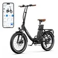 EU Direct ONESPORT OT16 Pro 48V 17AH Battery,250W Motor,Top Speed 25KM or H,Bluetooth Enabled for APP,Dual Mechanical Disc Brakes,20+3_0inch Tires,60 90KM Max Mileage,120KG Max Load,Foldable Electric Bicycle