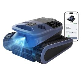 Seauto SAT40 Cordless Robotic Pool Cleaner 240 Min Runtime 4 Brush Motors App Control Wall Climbing Waterline Cleaning for Pools up to 3200 Sq Ft
