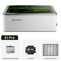 SCULPFUN E1 Pro 21W Enclosed Laser Engraver, 400×320mm Working Area, 600mm/s CoreXY, HD Camera, Class 1 Safety, Air Assist