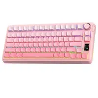 AULA S75 Pro Tri-Mode Wireless Mechanical Keyboard, LCD Screen, Knob Control, Hot-Swappable, RGB Backlit, 75% Layout, 4000mAh Battery - Pink