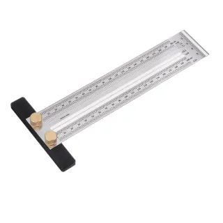 Drillpro 200/300/400mm Stainless Steel Precision Marking T Ruler Hole Positioning Measuring Ruler Woodworking Scriber Scribing Tool
