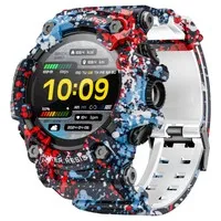 LOKMAT ATTACK GT Smart Watch, 1.32-inch HD Full-Touch Display 360×360, IP68 Waterproof Rugged Outdoor Design, 100+ Sports Modes, Bluetooth Calling, Heart Rate & Sleep Monitoring, 15-Day Battery Life - Floral Blue