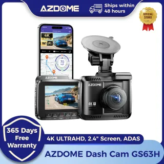 AZDOME GS63H 4K Dash Cam with GPS WiFi, Starvis Sensor Night Vision Car DVR, 2.4" Screen, WDR, G-Sensor, Parking Monitor