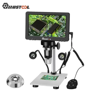 Mustool DM9 Digital Microscope 7-inch 1200X Magnifying w/Reflect cover High Resolution 1080FHD Video Adjustable LED Lights Manual Focus Remote Control Compatible with Windows and Ma OS