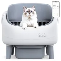Crigge MINI-C Smart Cat Litter Box, Open-Top Self-Cleaning System, WiFi App Control, Health Tracking, 35dB Ultra-Quiet Operation, Dual Infrared Safety Sensors, Automatic Waste Separation, Detachable Drum Design, Built-in Deodorizing Cartridge