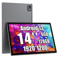 MESWAO B2 Tablet, 14 inch 1920*1200 IPS Screen, MTK6769 8 Cores, 6GB RAM 128GB ROM, Android 13, WiFi 5 Bluetooth 5.0, 10000mAh Battery, 32MP+5MP Camera, 4*Speakers - US Plug, Grey