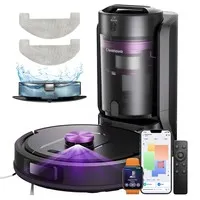 Vactidy W15 Robot Vacuum Cleaner, 10,000Pa Suction, LiDAR Navigation, 4L Bagless Self-Empty Station, 180-Min Runtime, Vacuum & Sweep & Mop Cleaning, 3D Obstacle Avoidance, Carpet Boost