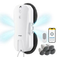 FMART T11 Window Cleaning Robot with 10 Wipes, 5300Pa Suction, 4-Way Auto Spray, 100ml Tank, 60mm Slim Design, 20min UPS, 4m Safety Rope, Smart Navigation, Remote Control