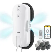 FMART T11 Window Cleaning Robot with 10 Wipes, 5300Pa Suction, 4-Way Auto Spray, 100ml Tank, 60mm Slim Design, 20min UPS, 4m Safety Rope, Smart Navigation, Remote Control