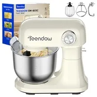 Teendow SM-B03C Stand Mixer, 500W Power, 5L SUS304 Stainless Steel Bowl, 12-Speed Control, 17,000RPM Motor, Tilt-Head Design, Dishwasher-Safe Attachments, with Dough Hook, Beater & Whisk