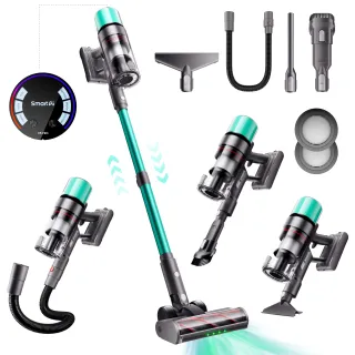 SmartAI V5Pro V5 80Mins Cordless Vacuum Cleaner with Multiple Accessories 24000mAh Big Battery Anti-Tangle Vacuum Cleaners with Long Hose for Sofa 55KPA 600W High-Powerful Suction Upright Vacuum Cleaner for Home Carpet Vacuum Cleaner for Pets