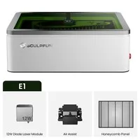 SCULPFUN E1 12W Enclosed Laser Engraver, 400×320mm Working Area, 600mm/s CoreXY, HD Camera, Class 1 Safety, Air Assist