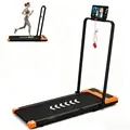 EU Direct Bominfit 2 in 1 Folding Treadmill with Handlebar,500W Brushless Motor Walking Pad,1 8km or h Speed,6cm Manual Incline,120KG Capacity LED Display Under Desk Treadmill for Home Office