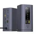 Basues BS-OH175 11-in-1 Vertical Type-C Docking Station USB Adapter with USB-A 3.2*2 / USB-C 3.2 / USB-A 2.0*2 / PD100W USB-C / 4K@60Hz HD*3 / 1000M RJ45 / 3.5mm Audio