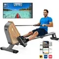 EU Direct Bominfit OR3WG Magnetic Rowing Machine FSC Eco friendly Wood Certified,2 Ultra quiet Flywheels,16 Levels,160KG Capacity and APP Connectivity,Foldable Space Saving for Home
