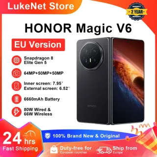 HONOR Magic V6 EU Version 5G Smartphone Snapdragon 8 Elite Gen5 6660mAh Battery 80W SuperCharge  MagicOS 10 7.95" OLED Display IP69