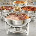 Warmounts 4 Pack Chafing Dish Buffet Set,5QT Round Buffet Servers and Warmers Set,Stainless Steel Catering Food Warmer with Glass Lid and Holder for Party Home Garden Wedding