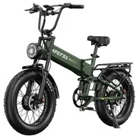 APEFOX RH20 Foldable Electric Bike, Dual 750W Hub Motors, 48V 22.5Ah Lithium Battery, 50km/h Max Speed, 100km Range, 20×4.0" Fat Tires, Full Suspension, Hydraulic Brakes, Shimano Tourney 7-Speed - Green