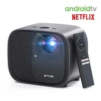 Refurbished ETOE E3 Pro Projector with Android TV, 600 ANSI, Native 1080P, 4K Decoding, Auto Focus & Keystone Correction, Dual-Band WiFi and 20W Audio - EU Plug