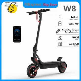 W8 Electric Scooter 9.3" Tire48V 14Ah 40km Range Dual Suspension App Control 40km/h  Side Ambient Light Electric Scooters