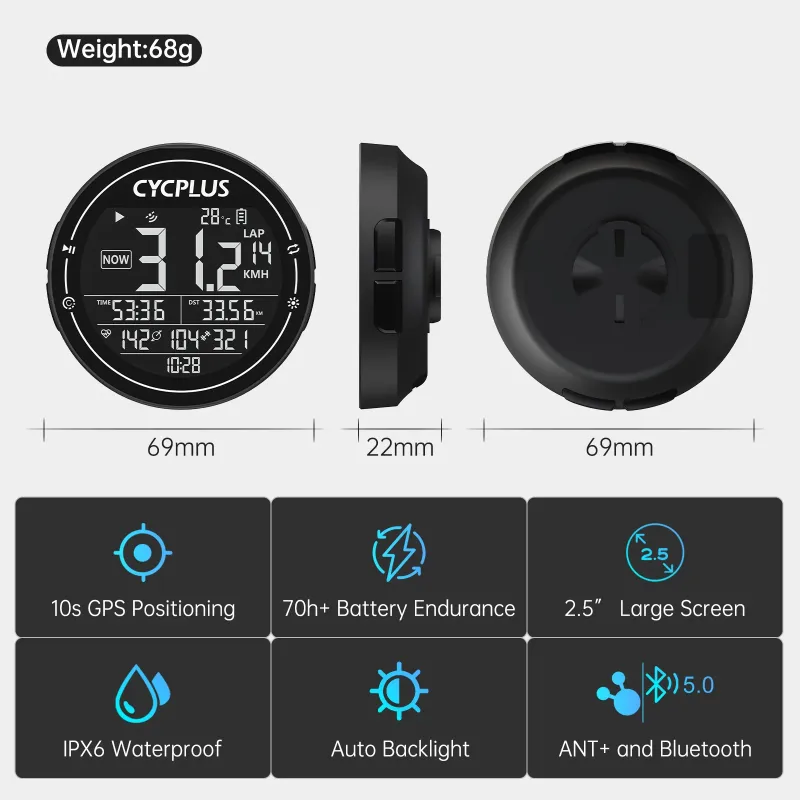 CYCPLUS M2 Wireless GPS Bicycle Computer ANT+ Bluetooth Cycling Road Bike MTB Waterproof Speed Meter Cadence Power Accessories