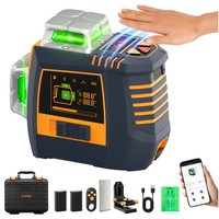 CIGMAN CM-S05 12 Lines Laser Level, Gesture Control, 3 × 360° Green Laser, ±3° Self-Leveling, LCD Real-Time Display, 4-Level Brightness, IP54