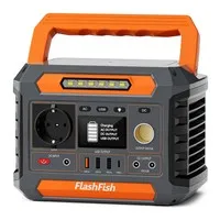 Flashfish P66 Portable Power Station, 300W 230.88Wh Outdoor Generator, 8 Outlets, USB-C QC3.0, Pure Sine Wave, Solar Charging, Emergency Flashlight, for Home, Camping, Travel