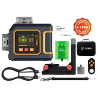 CIGMAN CM-S03 12-Line Laser Level with LCD Display, 3×360° Green Beam, ±1.5mm/5m High Accuracy, Auto-Leveling, 2600mAhx2 Batteries, IP54 Waterproof & Dustproof, APP & Remote Control