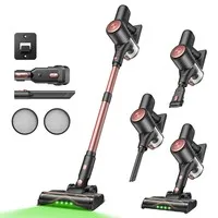 Vactidy V10 Pro Cordless Stick Vacuum, 45000Pa Suction, 550W Motor, Up to 45 Min Runtime, Detachable 2200mAh Battery, 5-Stage Filtration, 500ml Dust Cup, LED Display, Green Light Dust Detection