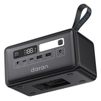 DaranEner Q200 Portable Power Station, 192Wh LiFePO4 Battery, 100W Bidirectional USB-C, Dual 18W USB-A, 60W DC Output, 100W Input, 60W Solar Input, LED Light, for Camping & Outdoor Use