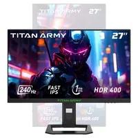 TITAN ARMY P2710S Gaming Monitor, 27'' 2560*1440 Fast IPS Screen, 240Hz Refresh Rate, 1ms GTG, HDR400, Adaptive-Sync, Dynamic OD, Game Assist, 10 Scenario Modes, PBP&PIP Display, Low Blue Light, Adjustable Rotating Stand, Wall Mount Support