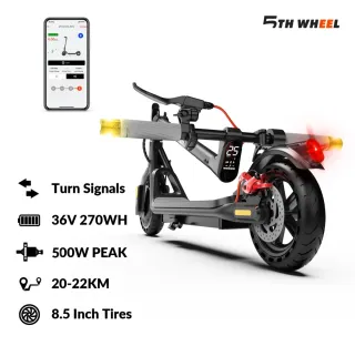 5TH WHEEL Electric Scooter, 350W Motor, 30km Range, 8.5'' Solid Tires, Dual Brake, 25km/h, 36V 5.2AH, Foldable Commuter E-Scooter