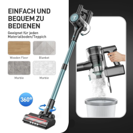 Teendow P11 Pro Cordless Vacuum Cleaner 126KPa Powerful Suction 30min Runtime 2200mAh 450ML Dust Capacity Quiet Operation-White/Black 【Extra $30 Off with Exclusive Code】