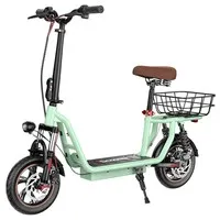 iScooter i12 Electric Scooter with Seat & Rear Basket, 500W Motor, 36V 7.5Ah Battery, 12-inch Pneumatic Tire, 25km/h Max Speed, 35km Max Range, Dual Disc Brakes, Dual Shock Absorption - Green